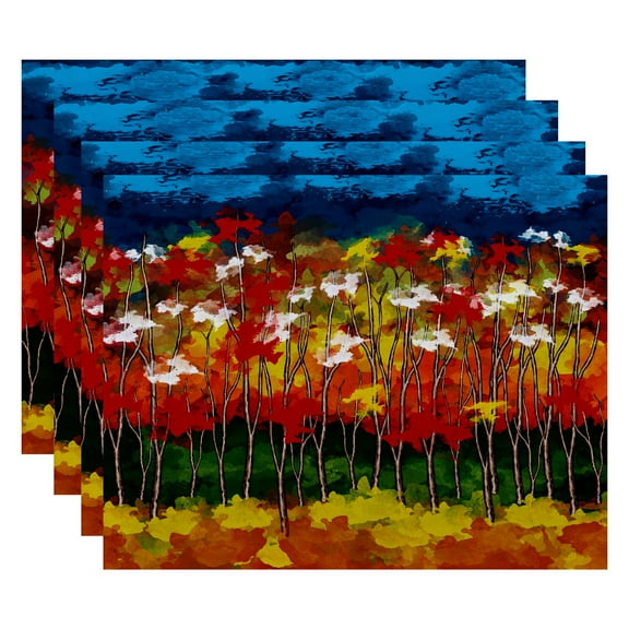 Simply Daisy 18" x 14" Autumn Floral Print Placemats, Set of 4