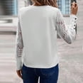 thumbnail image 4 of Olyvenn Stylish Womens Long Sleeve Shirts Lace Top Dressy Business Casual Blouses Spring Fashion Outfits Clothes Waffle Puff Sleeve Tops White 4, 4 of 9