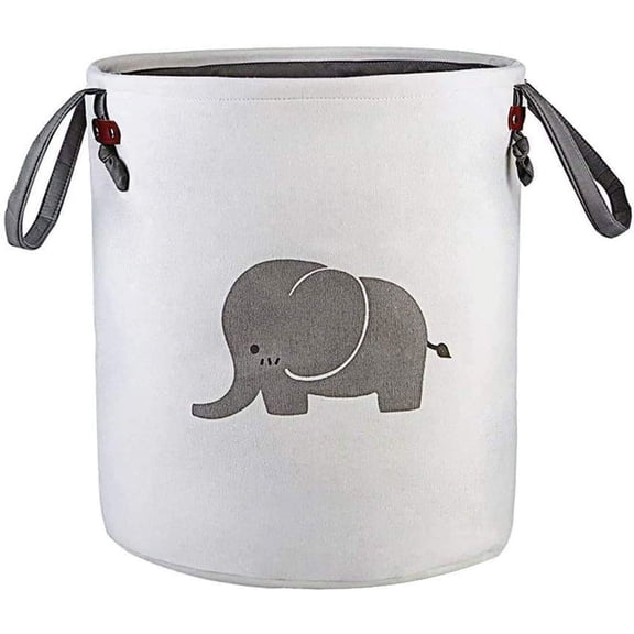 Storage Baskets,Cotton Foldable Round Home Organizer Bin for Baby Nursery,Toys,Laundry,Baby Clothing,Gift Baskets(Elephant)