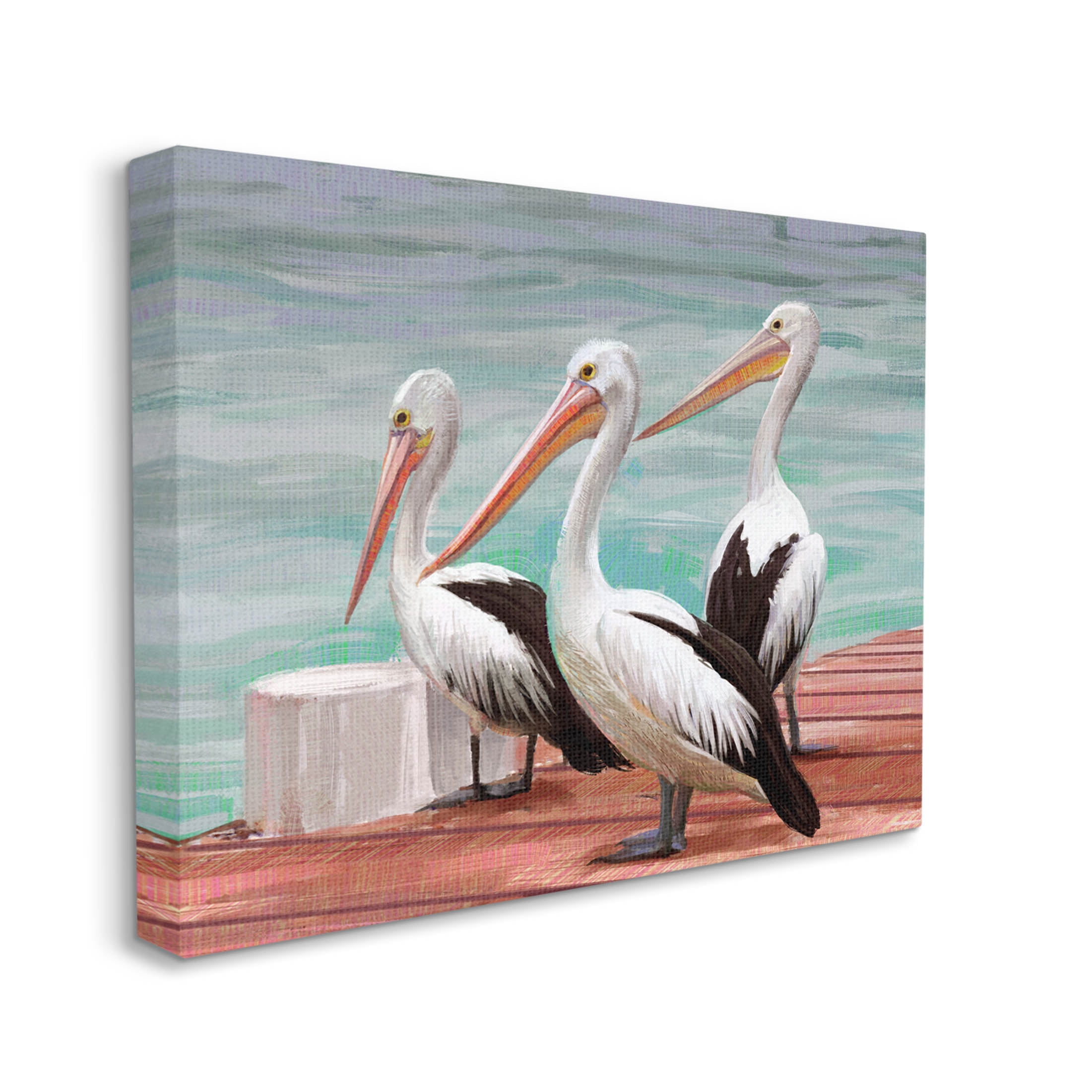 Stupell Industries Pelican Trio Port Dock Graphic Art Gallery Wrapped Canvas Print Wall Art, Design by Ziwei Li