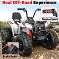 thumbnail image 5 of TOYBSNR 24V Kids ATV, 2-Seater 4WD Ride on Toys for Big Kids Ages 5-14, XXXL Powered Ride on Electric Car, 4 Wheeler with EVA Tires, Bluetooth, Music, Spring Suspension, Max 7.5MPH, White, 5 of 8
