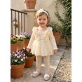 thumbnail image 4 of Cenuakty Baby Girl 2 Piece Outfit Adorable Flower Decor Long Sleeve Square Neck Tulle Romper Dress and Headband Set, 4 of 9