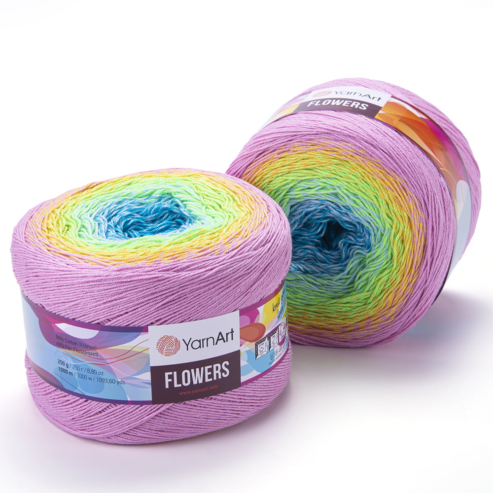 Yarn Art Flowers Yarn 55% Cotton 45% Acrylic 250gr 1094yds Multicolor  Cotton Yarn Rainbow Crochet Yarn Spring Summer 2 Sport (311)