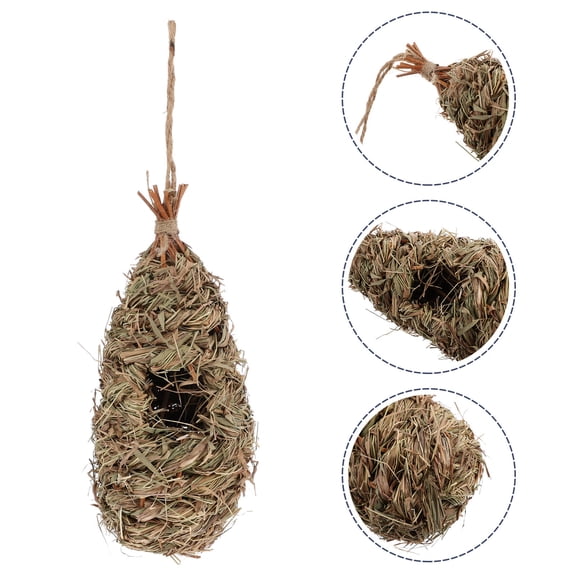Uonlytech Dark Brown Straw Weaving Bird Nest with , Breathable Design for Outdoor Bird Breeding and Habitat