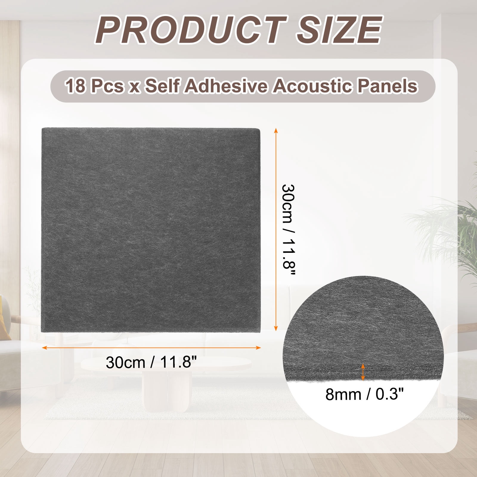 Uxcell 18pcs Acoustic Panels 11.8" x 11.8" x 0.3" Square Self Adhesive Sound Proof Wall Panels High Density Sound Deadening Foam Panel for Home Office Recording Room Studio, Cement Gray