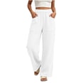 thumbnail image 4 of Guluxicc Women's Straight Leg Pants Elastic Waist Long Trousers with Pockets Summer Casual Outfits for Everyday Wear, 4 of 6