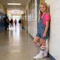 thumbnail image 6 of OGLCCG Boys Girls Denim Overalls Set Kids Short Sleeve Tshirt and Shorts Socks Set Summer Casual 3 Piece Outfit with Pockets 3-12 Years, 6 of 8