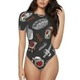 thumbnail image 1 of Balery Japanese Sushi Hashi Body de cuello redondo de manga corta para mujer Tops de manga corta Tops básicos-X-Large, 1 of 7