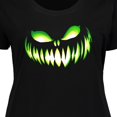 thumbnail image 4 of Inktastic Wide Grinning Pumpkin Face in Lime Green Glow Women's Plus Size T-Shirt, 4 of 5