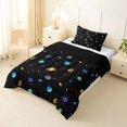thumbnail image 2 of Manfei Cartoon Colorful Planets Twin Comforter Sets,Celestial Stars Bedding Set,Black,Black Reversible,2pcs,1 Comforter and 1 Pillowcase, 2 of 7