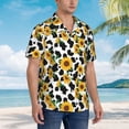 thumbnail image 3 of Fotbe Cute Cow Print Sunflower A Camisa Hawaiana para Hombre Unisex – Camisa Casual de Verano con Botones de Manga Corta de Algodón y Lino,XX-Large, 3 of 7