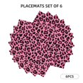 thumbnail image 3 of Placemats Set of 4 / 6, pink cute Leopard print Placemats for Dining Table Indoor/Outdoors Heat Resistant Washable Placemats 18" x 12", 3 of 8