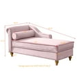 thumbnail image 7 of Velvet Chaise Deck Chair with Storage, Bedroom Lounge Chair with Pillow and Gold Metal Legs, Modern Upholstered Sofa Recliner Reading Chair for Living Room Bedroom Office, Pink, 7 of 7