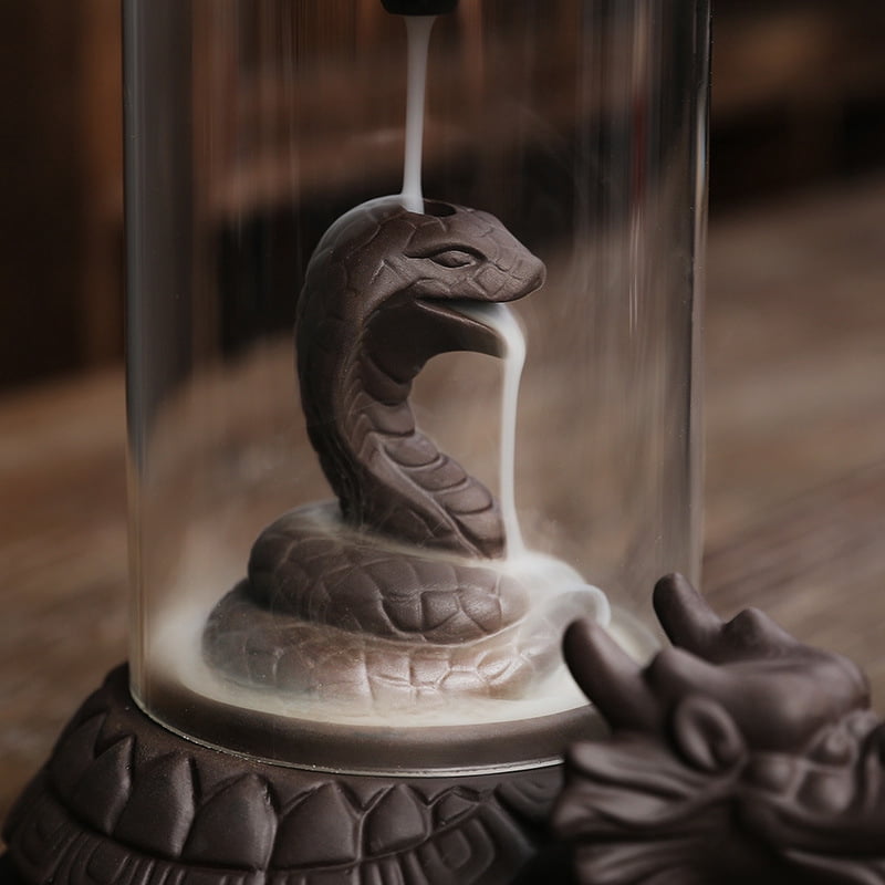 Purple Sand Windshield Backflow Incense Burner Creative Dragon Turtle Snake God Reflow Incense Holder Smoke Waterfall Censer Burner Home Decoration