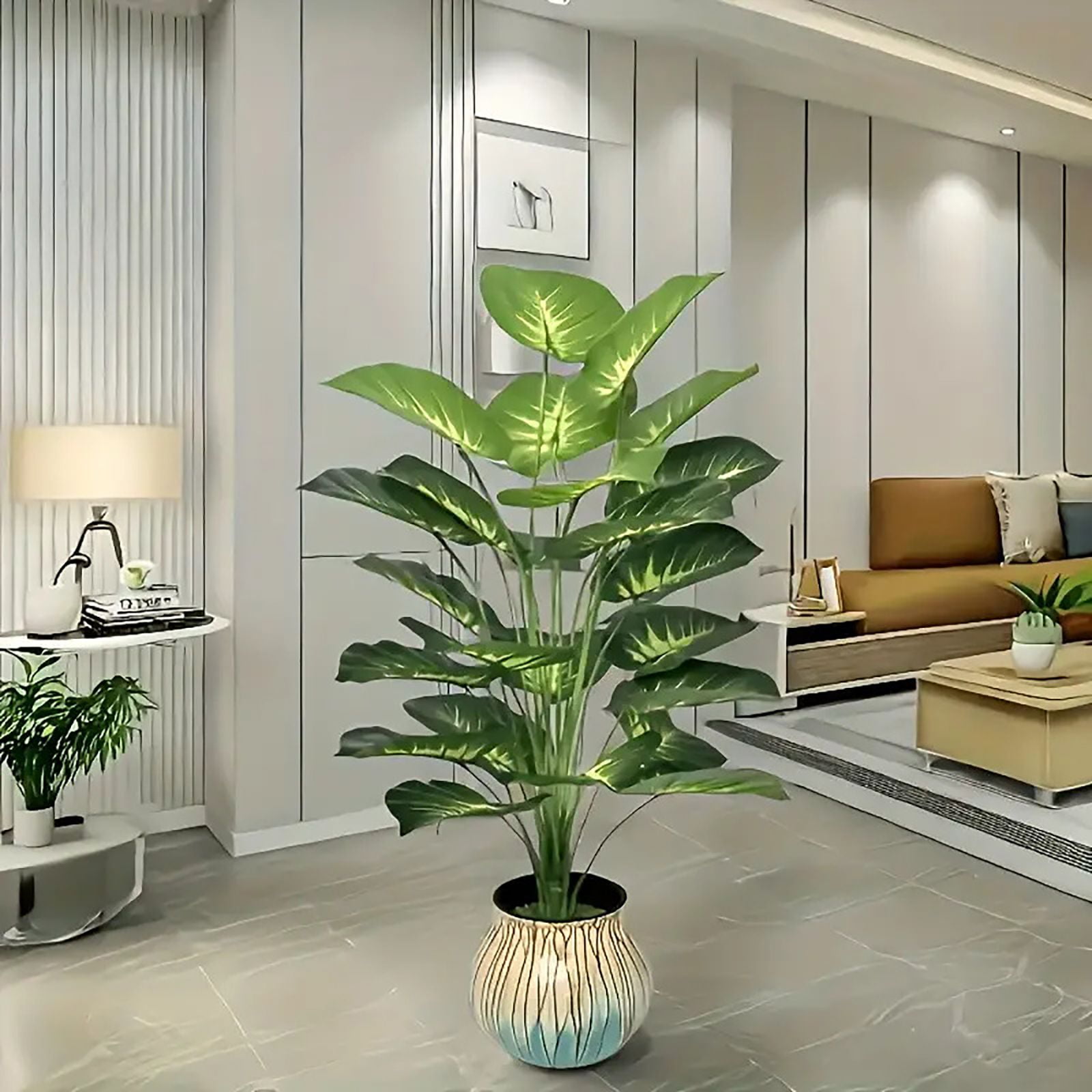 Artificial Plants Palm, Artificial Plants Tropical Leaves Faux Palm Plant, Plant Garden Decoration,For Home Garden Indoor Outdoor Decor Fake Greenery Tree （No flower pots）