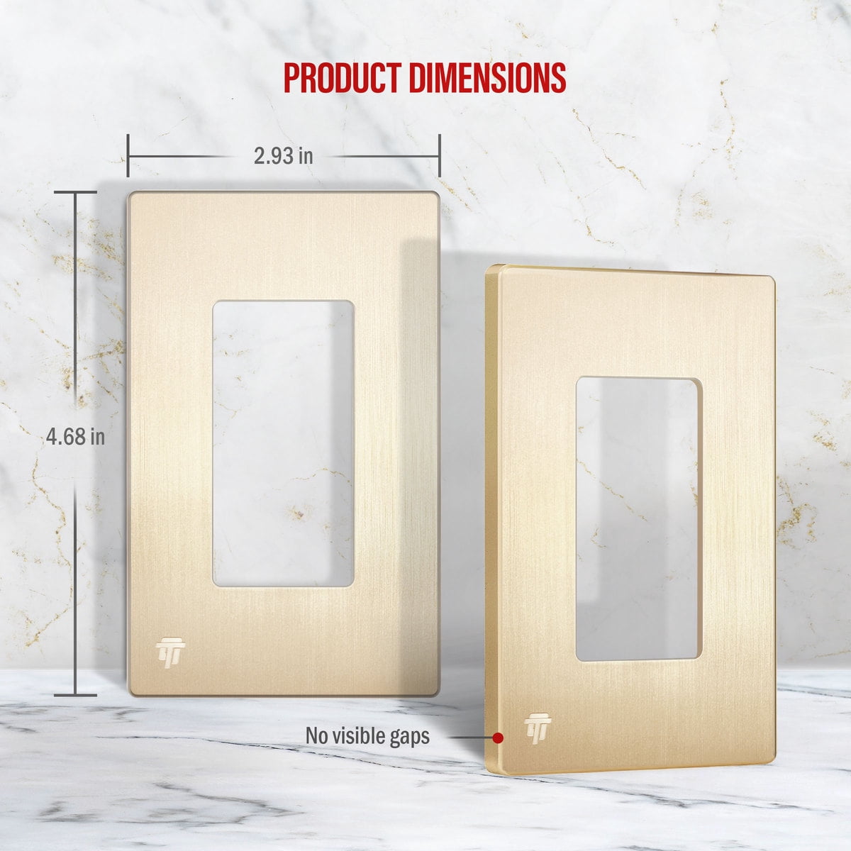 ENERLITES Gold Screwless Decorator Wall Plate, Child Safe Outlet Cover, Elite Series, Size 1-Gang, Unbreakable Polycarbonate Thermoplastic, SI8831-BGD, Brushed Gold (10 Pack)