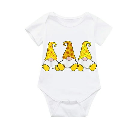 

YWDJ 6M-24M One Piece Infant Newborn Girls Boys Gnome Sunflower Bodysuit Romper Casual Clothes White 90