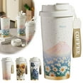 thumbnail image 2 of 17 oz Coffee Mug to Go, Floral Oil Painting Vacuum Insulated Mug,Thermal Mug, Ceramic Liner Stainless Steel Travel Mug, Double-Walled Insulated Drinking Cup, 2 of 7