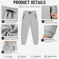 thumbnail image 6 of Men's Sweatpants Joggers Lightweight Elastic Waist Athletic Workout Gym Running Sweat Pants with Pockets Grey, 6 of 10