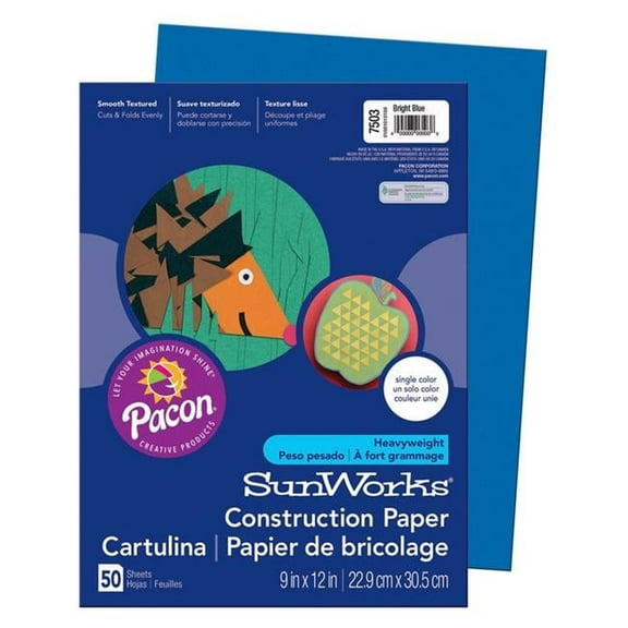 Pacon  9 x 12 in. Sunworks Bright Blue Construction Paper - 50 Sheets Per Pack - Pack of 10