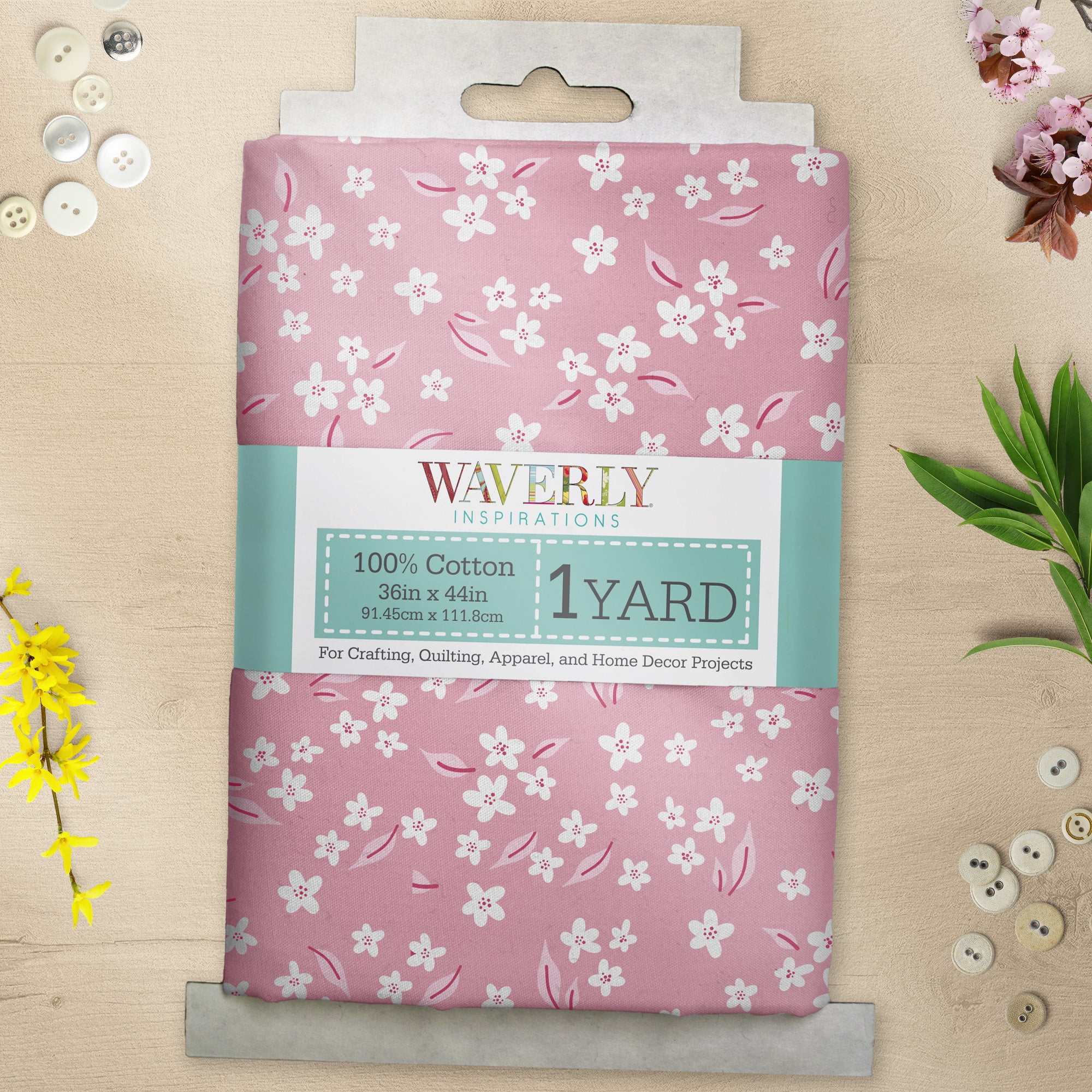 Waverly Inspirations 1 Yard 100% Cotton Lucy Ditsy, Pink, 44" Wide for Quilting & Sewing