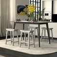 thumbnail image 3 of Gymax Set of 4 Saddle Bar Stools Counter Height Dining Chairs w/ Wooden Legs Grey, 3 of 9