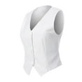 thumbnail image 3 of Made by Olivia Women's Button Front Stretch Cropped Tuxedo Suit Vest, 3 of 7