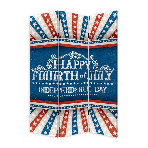 Happy 4th of July Three Panel Room Divider Screen