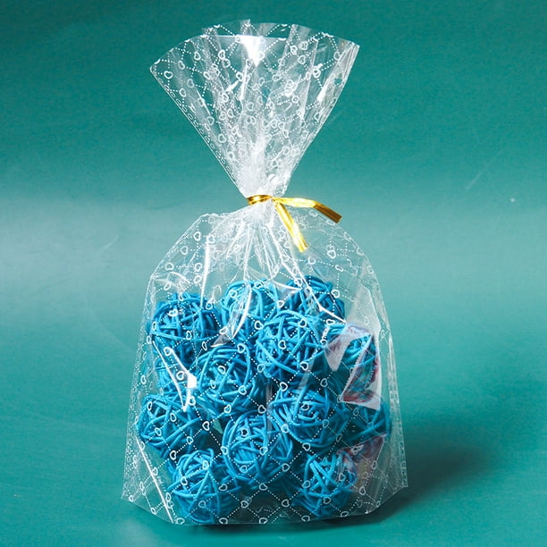 Nvzi 100 bolsas de celofán con lunares de arcoíris y lazos giratorios, bolsas de plástico para regalo, bolsas de golosinas, bocadillos, galletas, suministros de embalaje, estilo C