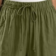 thumbnail image 6 of Oiangi Women's Wide Leg Capri Pants Elastic Waist Drawstring Ruched Capris Casual Button Pockets Crop Trousers for Vacation Travel Army Green 2XL, 6 of 8