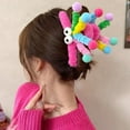 thumbnail image 3 of Kripyery Hair Claw Clips Fluffy Plush Strong Hold Barrette Jaw Clamp - Dopamine Color Handmade Spring Hairpin for Women Girls Curly Thick Thin Hair Accessories, 3 of 8