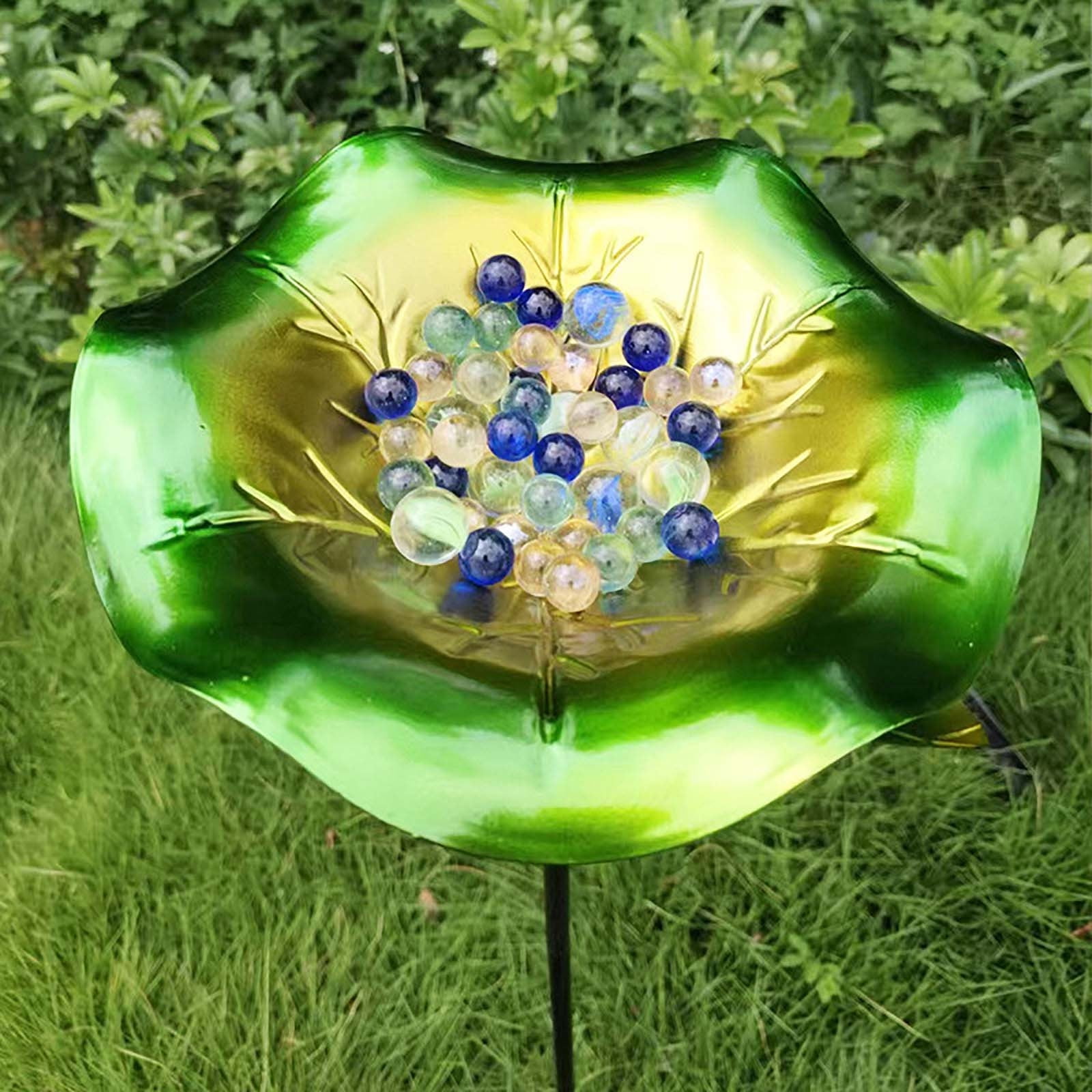 Metal Outdoor Bird Bath and Feeder, Hummingbird Feeder with Stake for Garden, Yard, and Patio Decoration, Easy to Install, Waterproof and Durable for All Seasons