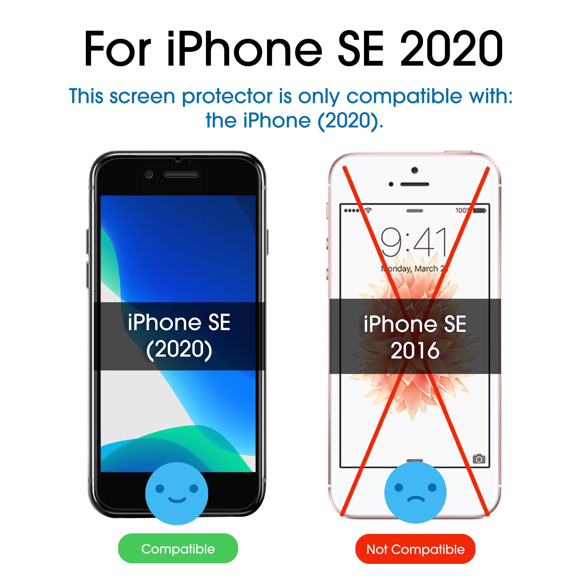 (2 Pack) iPhone SE 3 (2022 3rd Gen) / SE 2 (2020 2nd Gen) Screen Protector , amFilm Tempered Glass Screen Protector Film for iPhone SE, iPhone 8, iPhone 7, iPhone 6S, and iPhone 6 (4.7" Devices)