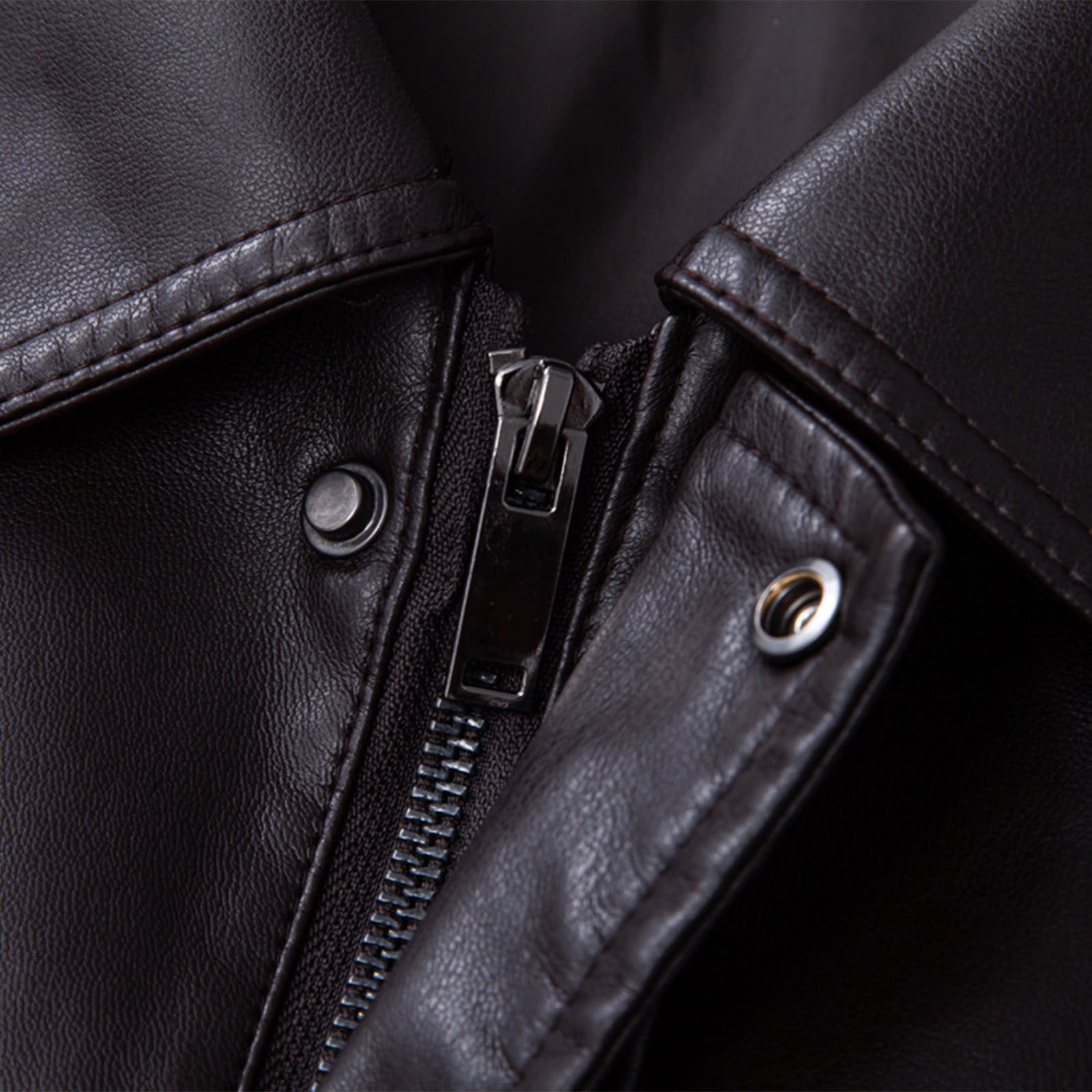 Mens Leather Jacket Full Zip Motorcycle Jackets Long Sleeve Retro Bomber Jackets Waterproof Lapel Collar Windbreak Coat Padded Waterproof Baseball Coat Fall Winter Warm Outwears