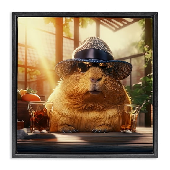 Stupell Industries Eclectic Beaver & Summer Sunlight Black Floating Frame Canvas Art, 18 x 18, by Jim Baldwin