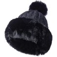 thumbnail image 1 of Gorro de punto de piel sintética de invierno para mujer con pompón ruso, 1 of 5