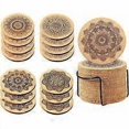 thumbnail image 1 of 14 Pieces Round Cork Coasters, Reusable Absorbent Coasters with Metal Holder for Drinking Glasses, Wine Glasses - Home, Office - 4 Pieces, 10x0.5cm (R, 1 of 4