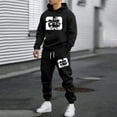 thumbnail image 2 of SGMVNU Tracksuit Men 2 Piece Set Hooded Sweatshirt Jogger Set Pullover Hoodie With Joggers Pants Graphic Tracksuit Casual Running Jogging for Fall Winter(Black, M), 2 of 5