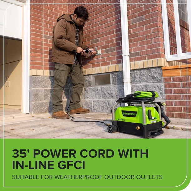 Greenworks 2100 PSI Portable Pressure Washer with Wheels +