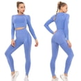 thumbnail image 5 of QRIC Women Seamless Long Sleeve Yoga Crop Top Running Fitness Workout Top Shorts, 5 of 6