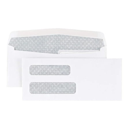 #8 Business Envelopes, Double-Window, Security-Tinted Gummed Flap Closure, 8-5/8 x 3-5/8 Inch, 500-Pack, White