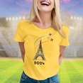 thumbnail image 2 of TINZ T-Shirt pour Femme Été Haut à Manches Courtes Col Rond Haut à Motif Haut Décontracté Chandails de Football pour Dames Chandails d'Été pour Femmes T-Shirt à Manches Courtes, 2 of 4