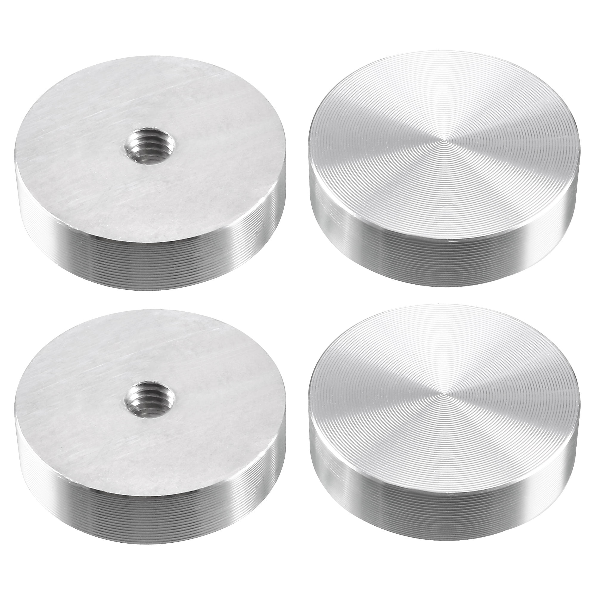 Uxcell 30mm x M6 Glass Table Top Adapter Round Aluminum Disc Silver