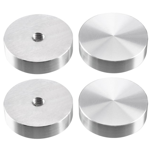 Uxcell 30mm x M6 Glass Table Top Adapter Round Aluminum Disc Silver