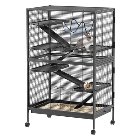 Studyset Ferret Cage,50" h Large Ferret Nation Cage with 5 Removable Ramps,Hammock,Metal Small Animal Cages for Guinea Pigs,Sugar Glider Rabbit, Chinchillas,5-Tier Metal Small Animal Cage