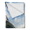 thumbnail image 2 of Landscape Soft Flannel Fleece Throw Blanket, Canadian Nature Cliffs High Tops and Ranges in Spring Day Panorama Image Print, Cozy Plush for Indoor and Outdoor Use, 60" x 80", Green Blue, by Ambesonne, 2 of 5