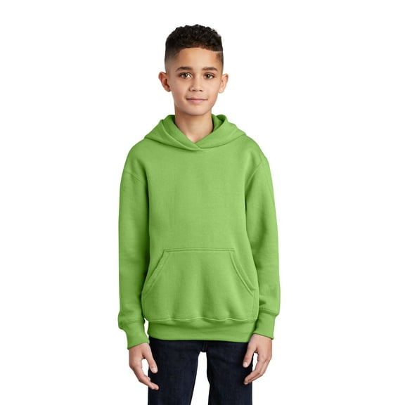 Port & Company - Youth Core Fleece Pullover Hooded Sweatshirt. Pc90yh , PC90YH , Lime , Large