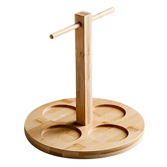 deevoka Wood Beer Serving Tray Beverage Tray Board Sampler Caddy for Picnic Party 4 Hole
