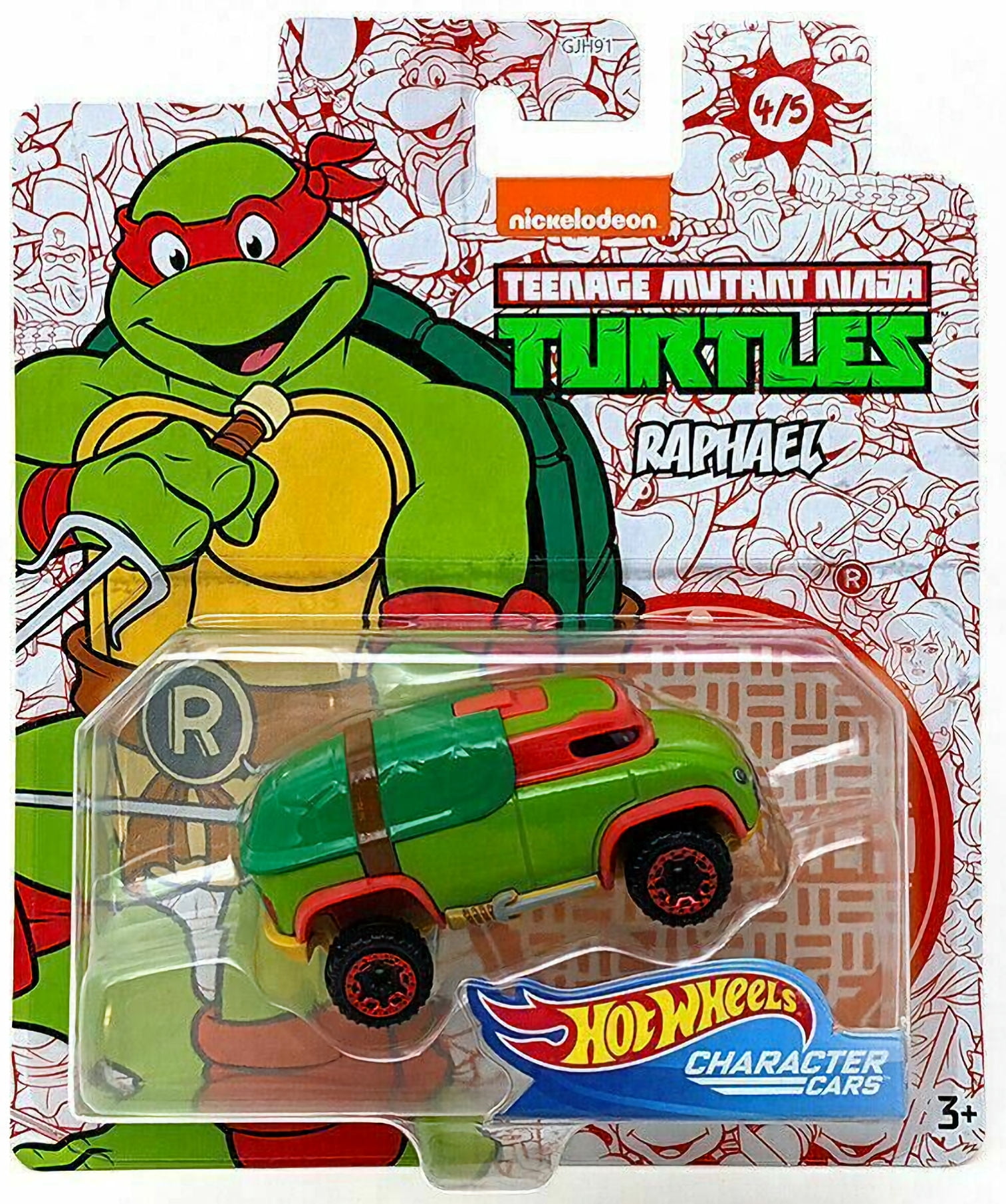 Hot Wheels TMNT Character Cars – 3‑Pack | Leonardo, Michelangelo & Raphael | 1:64 Die‑Cast Turtles Vehicles – Ages 3+