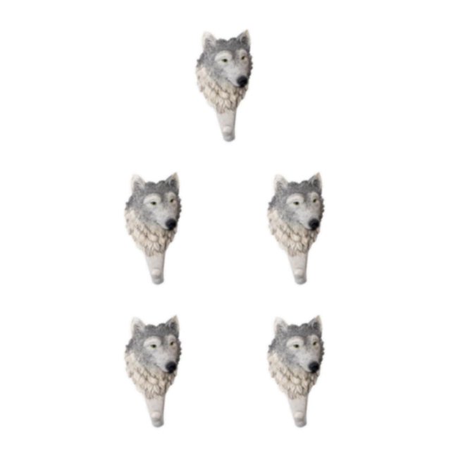 Redempat Antique Resin Animal Hooks Various Unique Designs Wolf 7.5x5.8x13.8cm 5Set